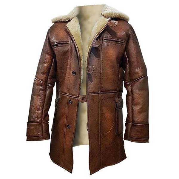 Bane Brown Real Leather Shearling Coat