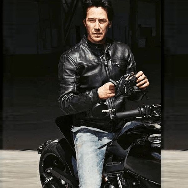 Keanu Reeves Black Leather Cafe Racer Jacket