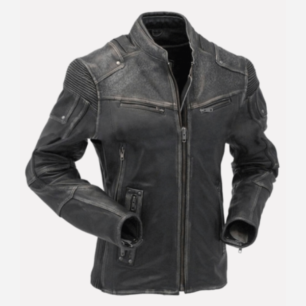 Cafe Racer Vintage Style Distressed Real Leather Jacket