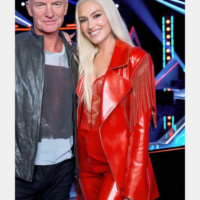 Gwen Stefani Red Fringe Leather Blazer From The Voice
