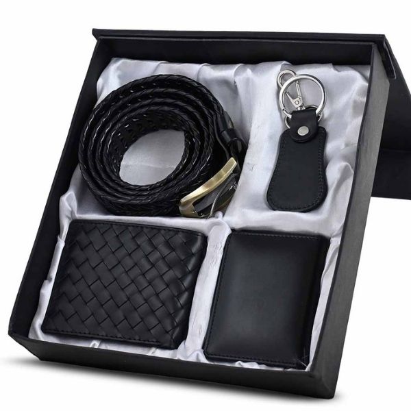 Leather Gift Set For Men - Belt, Wallet and Keychain Set