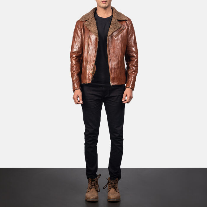 Mens Shearling Brown Leather Jacket