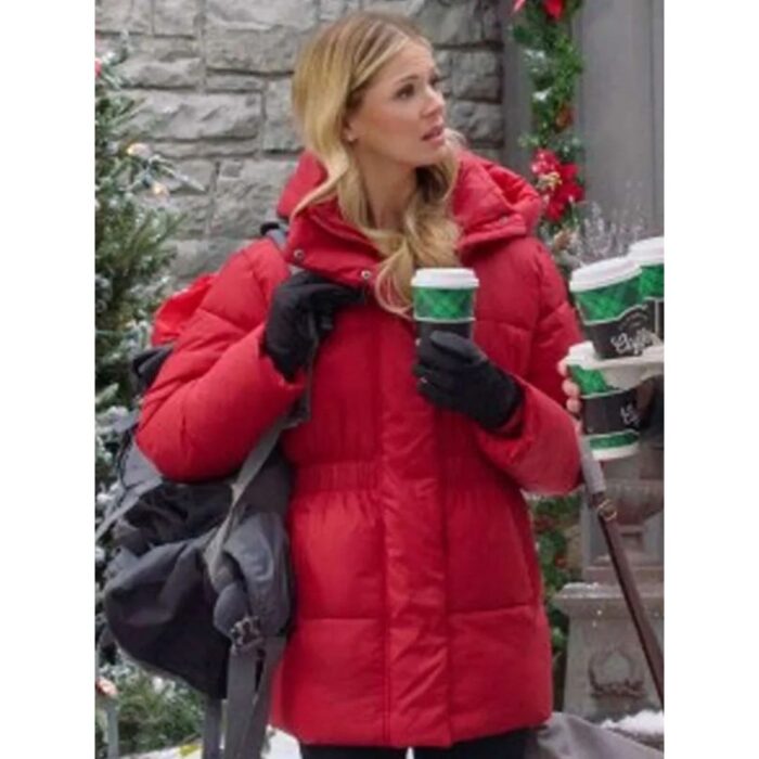 Rebecca Dalton Falling Like Snowflakes Red Puffer Jacket