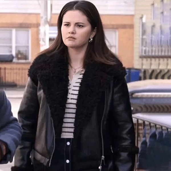 Selena Gomez Black Shearling Jacket Only Murders in the Building