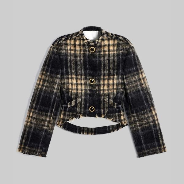 Selena Gomez Plaid Wool Jacket For Women