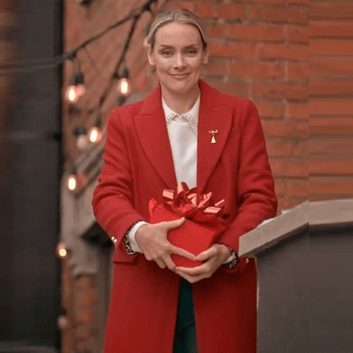 Rachel Skarsten The Christmas Charade 2024 Red Wool Coat